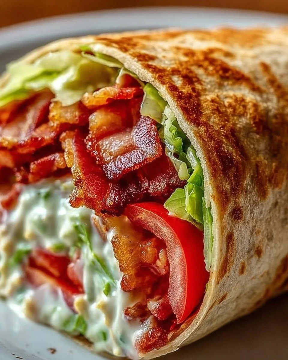 Healthy BLT wraps topped with a secret sauce, perfect for a fresh meal option