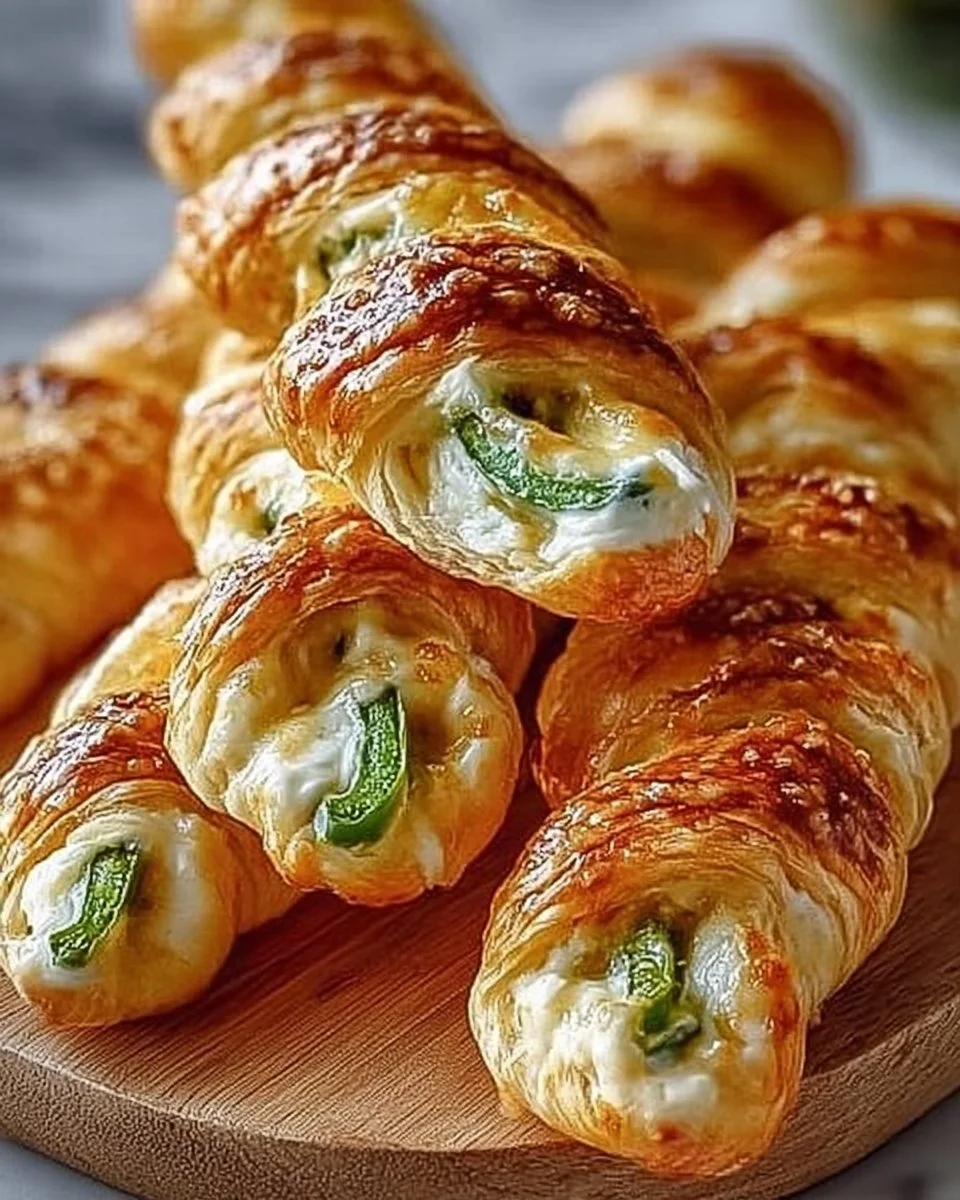 Jalapeno Popper Twists appetizer with cheese and jalapenos wrapped in pastry.