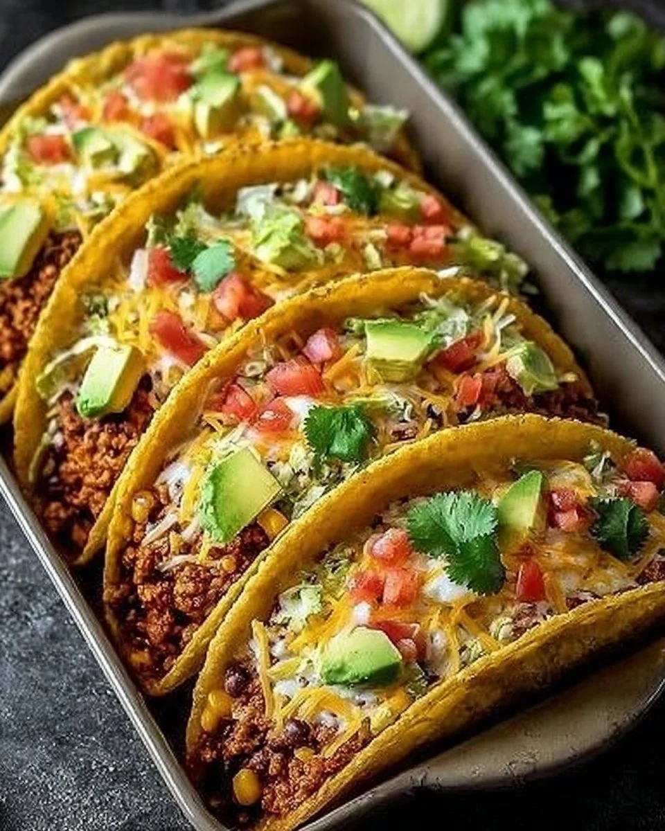 Oven-baked cheesy tacos served fresh and crispy on a plate