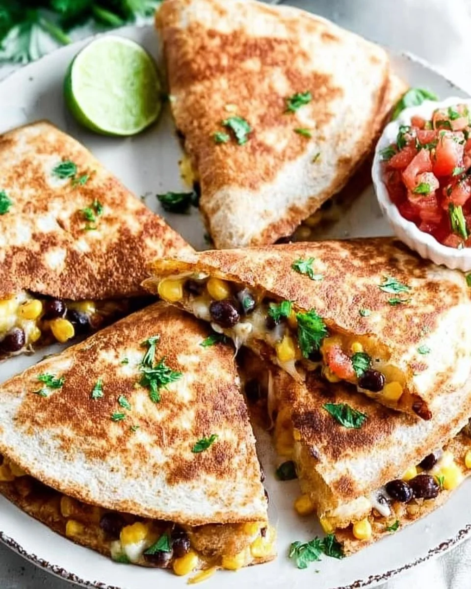 Healthy chicken quesadilla with black beans on a plate