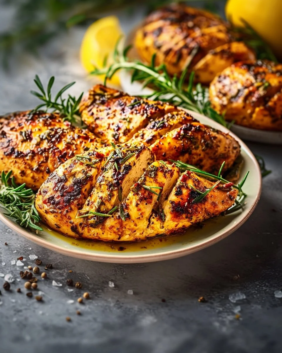 Herb-infused Mediterranean chicken marinade ingredients and preparation.