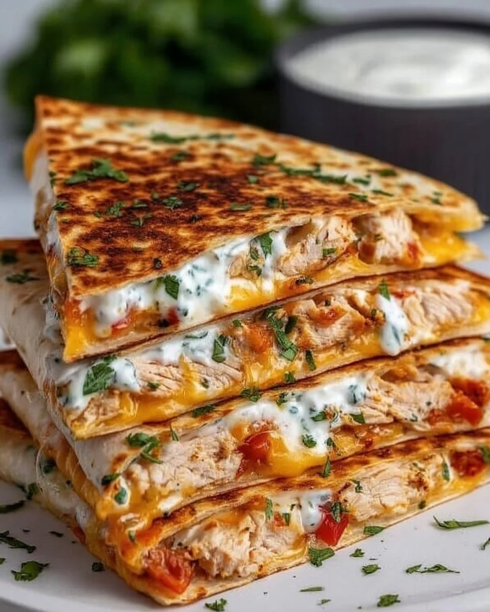 Delicious Keto Chicken Quesadilla with melted cheese and fresh toppings