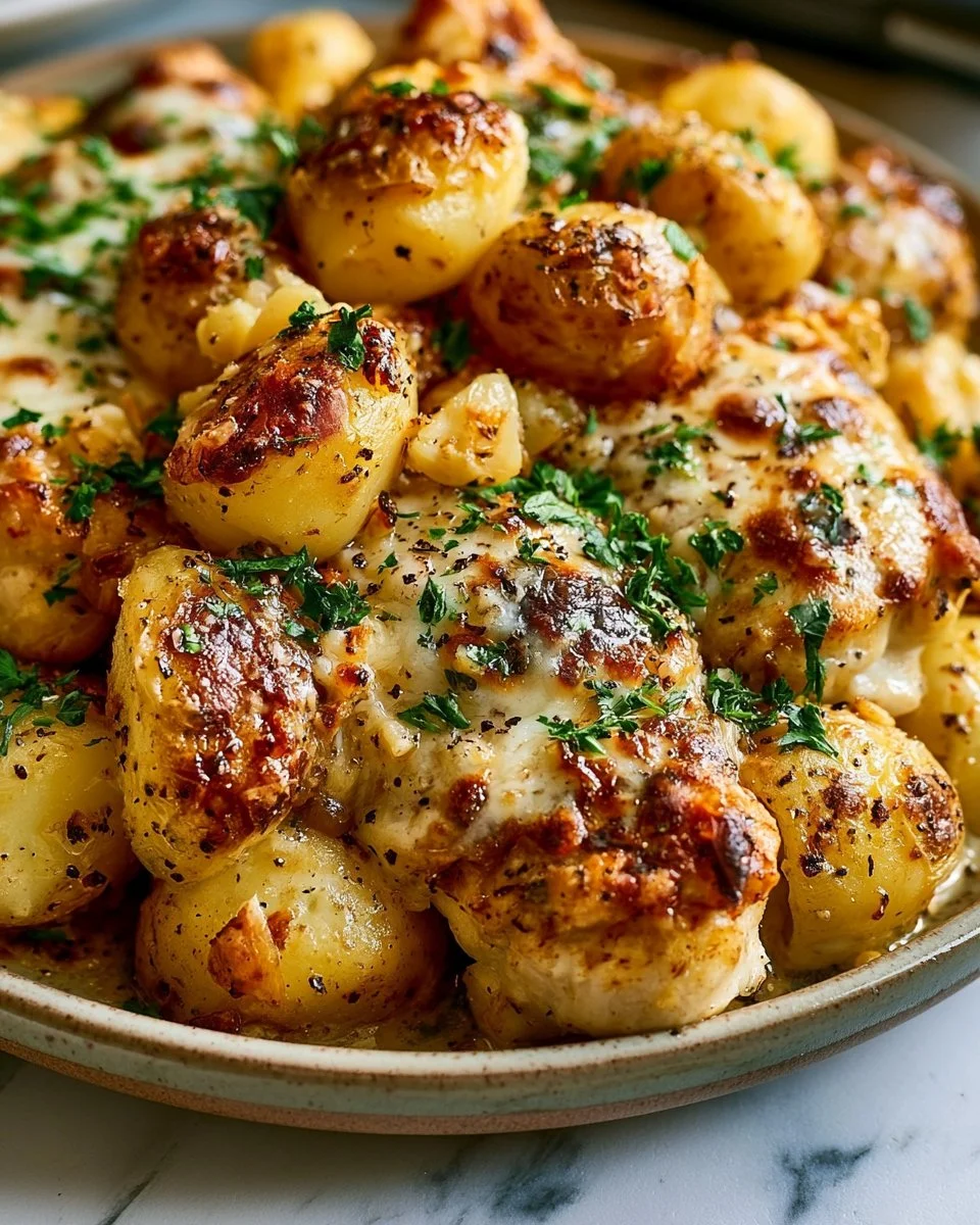 Crockpot Garlic Parmesan Chicken and Potatoes