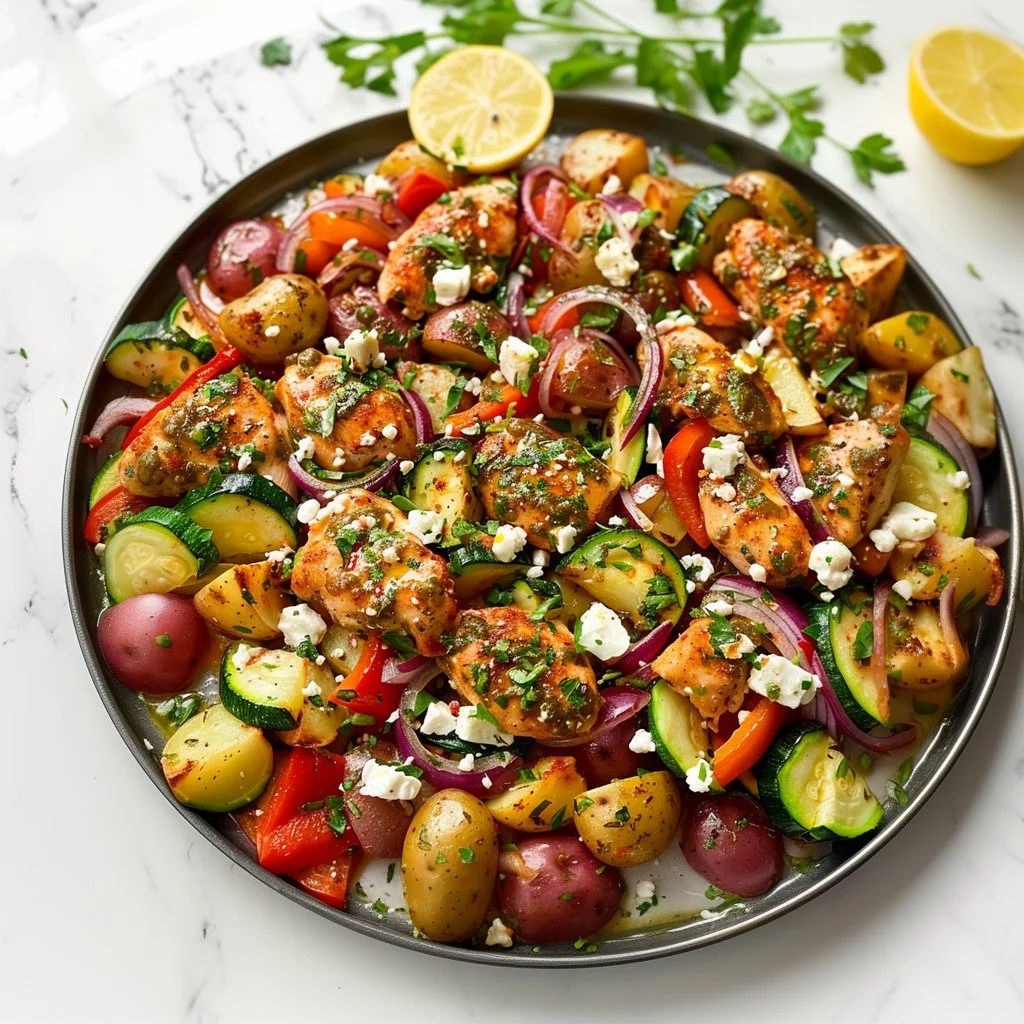 Easy Greek Sheet Pan Chicken and Veggies