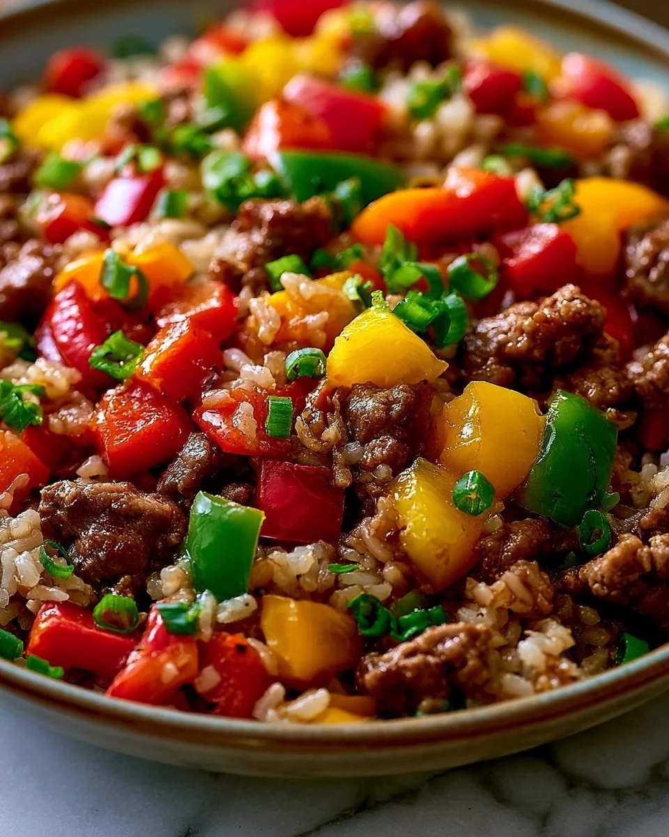 Healthy Beef and Pepper Rice Bowl